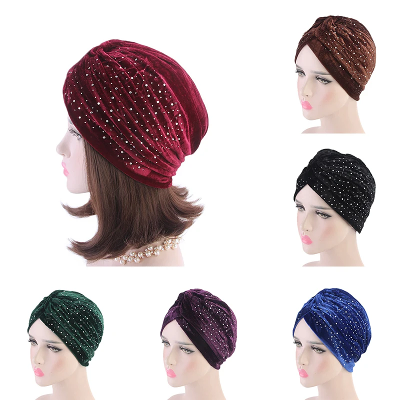 Женская бархатная повязка на голову стразы банданы женский головной убор в