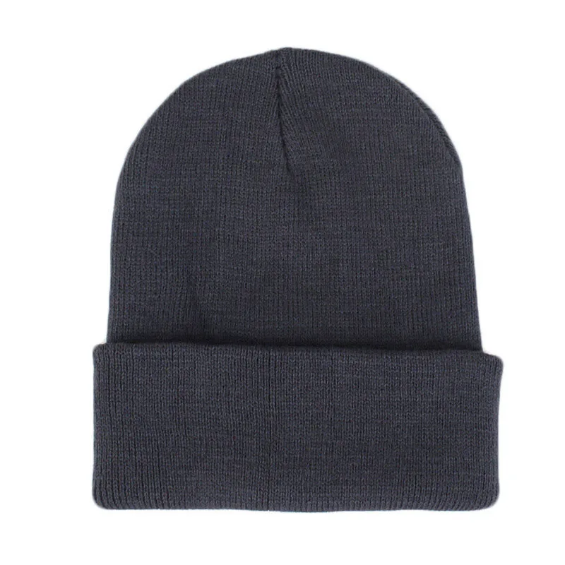SOLID COLOR grey Модные зимние шляпы, бини для женщин, вышивка в виде листьев, вязанная крючком теплая шапка, женские одноцветные Лыжные шапки в стиле хип-хоп - Цвет: SOLID COLOR grey