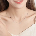 Ожерелье из серебра 925 пробы в Корейском стиле, минималистичное геометрическое ожерелье с маленьким сердечком, цепочка-чокер с подвеской в форме хрустального шара, диск для трубки