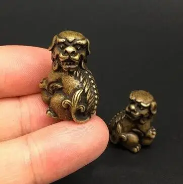 Пара твердых медных Львов латунные львы вращающиеся шарики украшения анти-зло