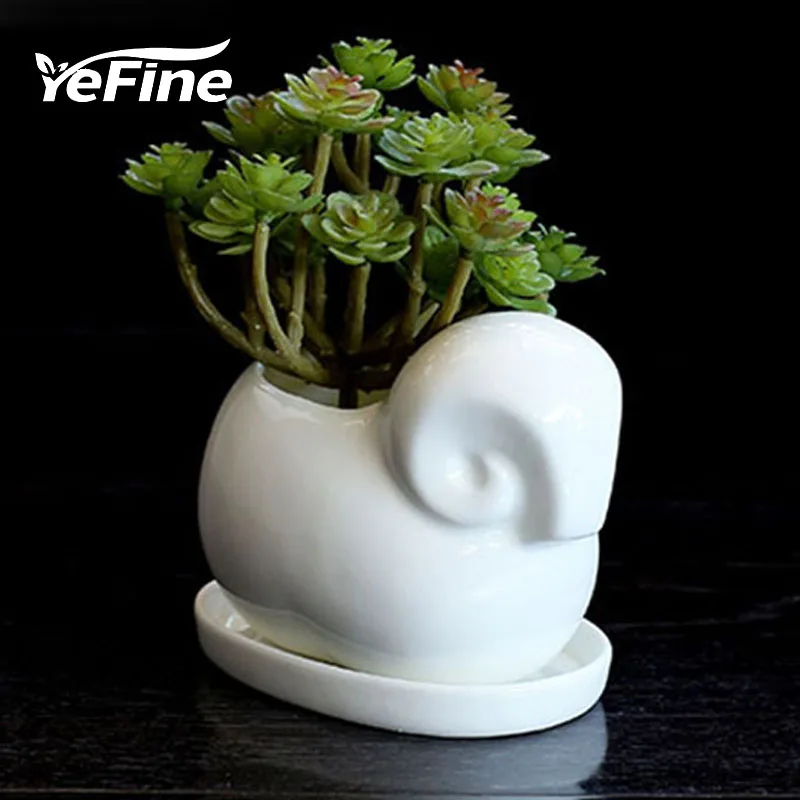 YeFine мультяшный животный белый керамический цветочный горшок креативный