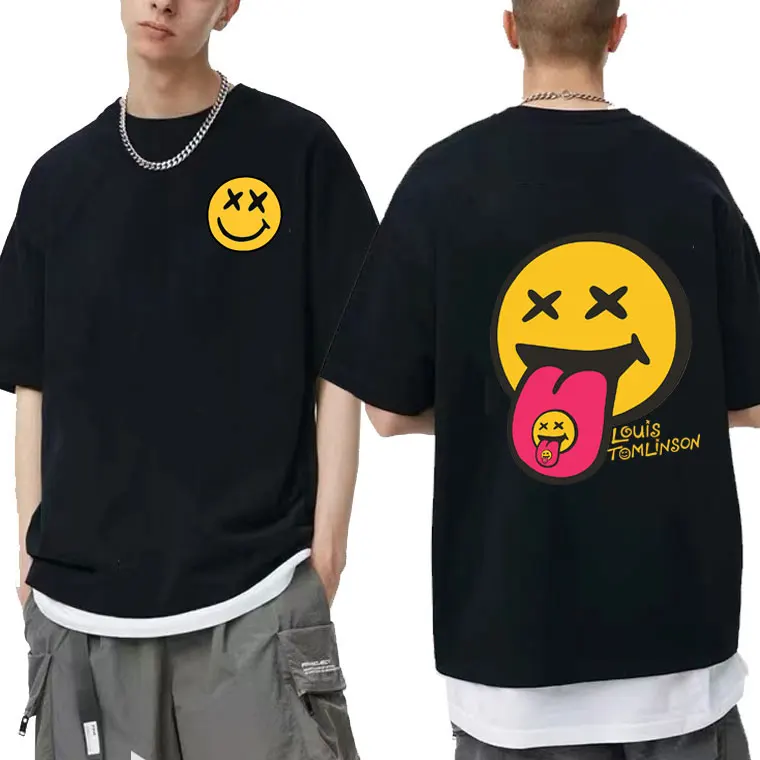

Louis Tomlinson Smiley Print T Shirts Men Women Hip Hop Fashion Tee Short Sleeve Man Oversized Tshirt Mens Casual Loose T-shirt