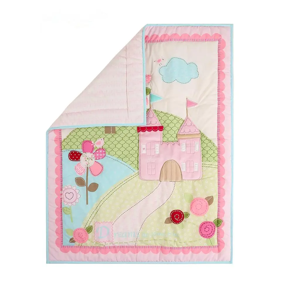 Pink Girls Baby Crib Bedding Set Flower Themed Newborn Nursery Bed Infant Child Soft Coral Garden | Мать и ребенок