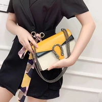vintage chain candy flap shoulder bags for women pu candy panelled female crossbody bags retro party fashion ladies purse luxury
