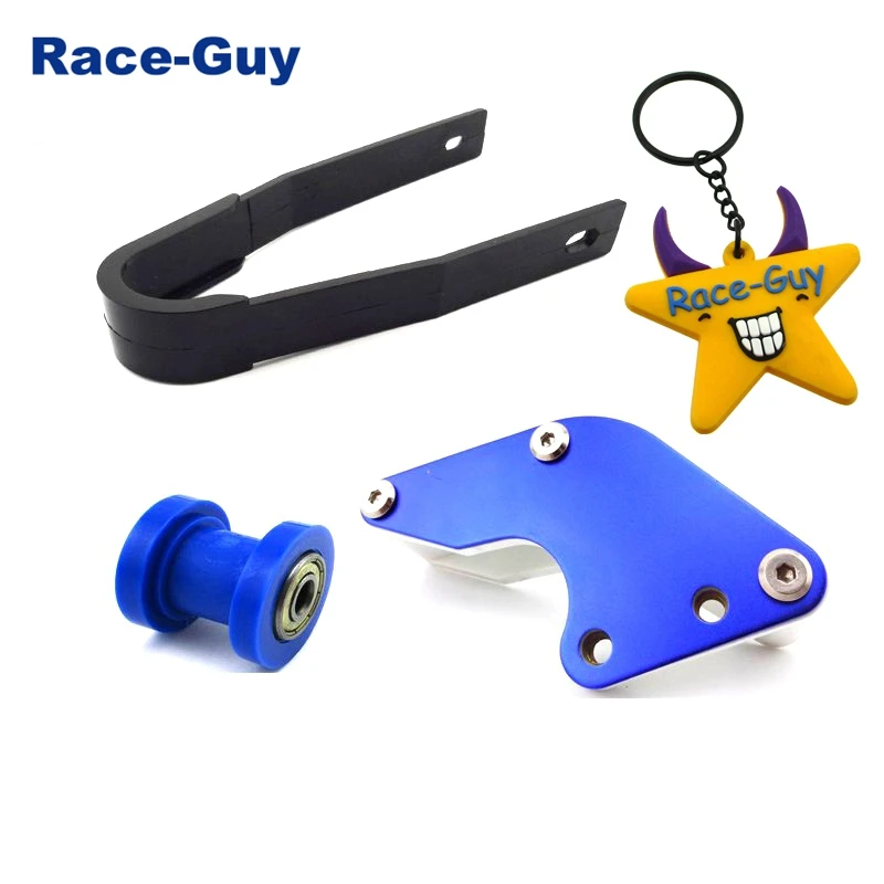 Синий 8 мм Цепной ролик + направляющая цепь черный пластиковый слайдер для 50cc 70cc