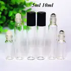 50 шт.лот 5 мл 10 м прозрачный стеклянный рулон на бутылке со стекломметаллическим шариком многоразовые роликовые флаконы для эфирного масла флакон для духов и масла
