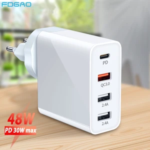 48W Quick Charge 3.0 PD QC Fast Charging Adapter Universal Type C Wall
USB Charger For iPhone 13 12 11 XS XR X 8 Samsung Xiaomi