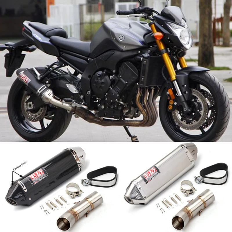 

Motorcycle Yoshimura Exhaust Muffler Carbon fiber escape moto DB killer + Middle link Pipe For Yamaha FZ8 Fazer FZ8N FZ8S FZ800