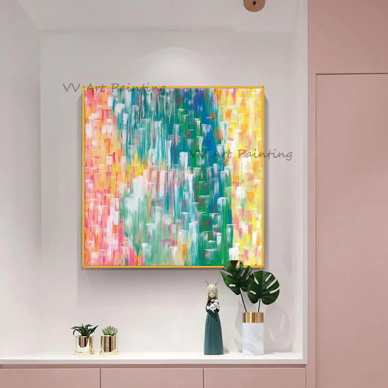 

Abstract Gradual Change Painting 100%Hand Painted Oil Painting On Canvas Green Wall Art Vintage Poster Art For Modern Home Decor