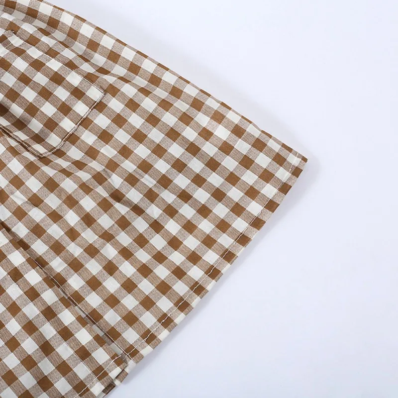 

Newly Toddler Kids Baby Girls Outfits Dress Clothes Plaid pocket Dress Summer 1-6Y