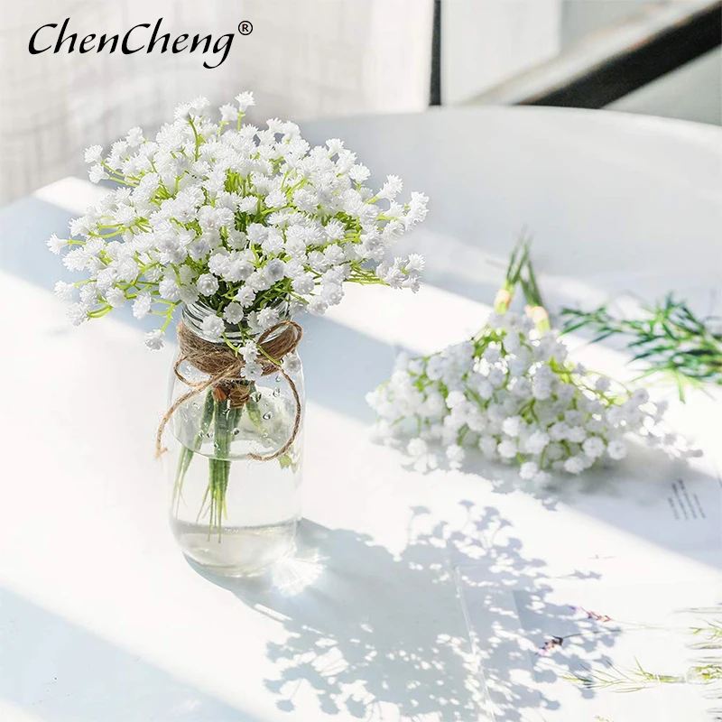 CHENCHENG, 1 шт., белые дышащие искусственные цветы для младенцев, искусственные Гипсофилы, сделай сам, Цветочные букеты, свадебное украшение для дома, осень