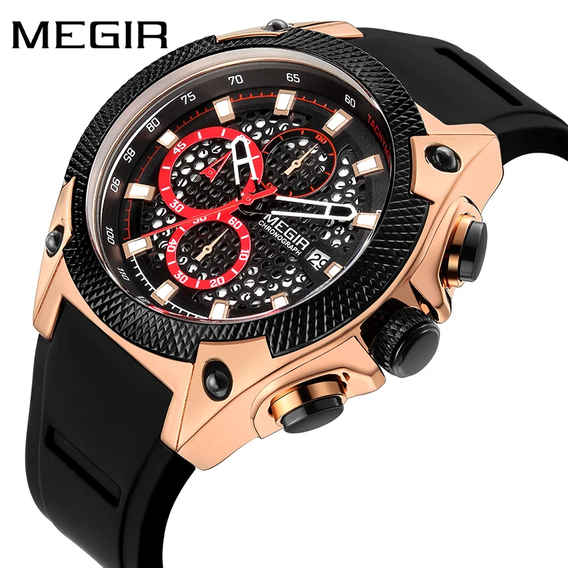 

Relogio Masculino MEGIR Fashion Sport Men Watch Brand Silicone Army Military Watches Clock Mens Quartz Wristwatch Hour Time Saat