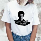 Женская футболка в стиле Харадзюку, белая короткая футболка в стиле 90-х с мультяшным принтом