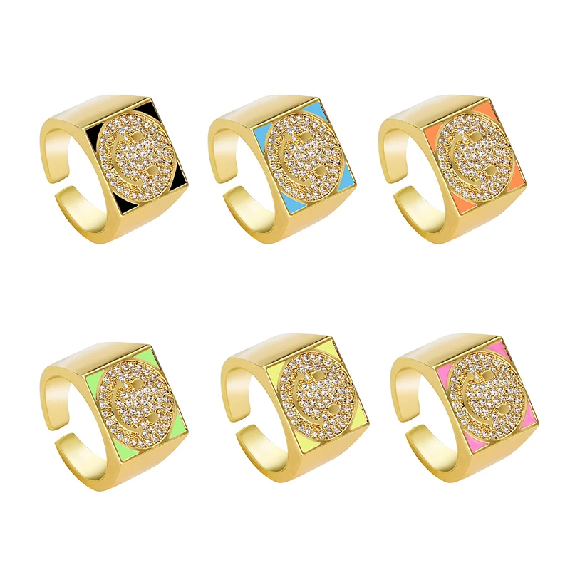 Новое поступление открытое регулируемое квадратное кольцо с микро цирконом и