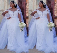 vintage mermaid wedding dresses sheer jewel illusion bridal gowns long sleeves lace african robe de marriage 2023
