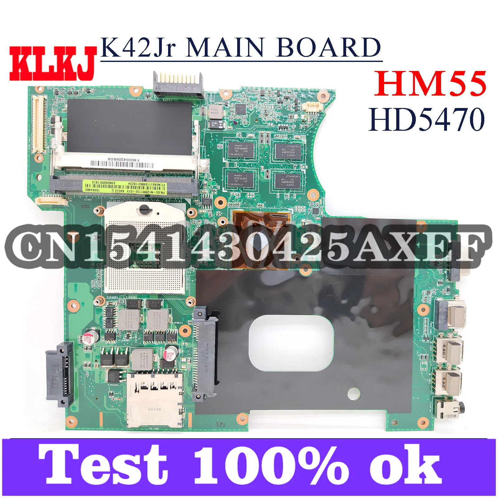 

Материнская плата KLKJ K42JR для ноутбука ASUS K42Jr K42JZ K42JB K42JY K42J, оригинальная материнская плата HM55 HD5470