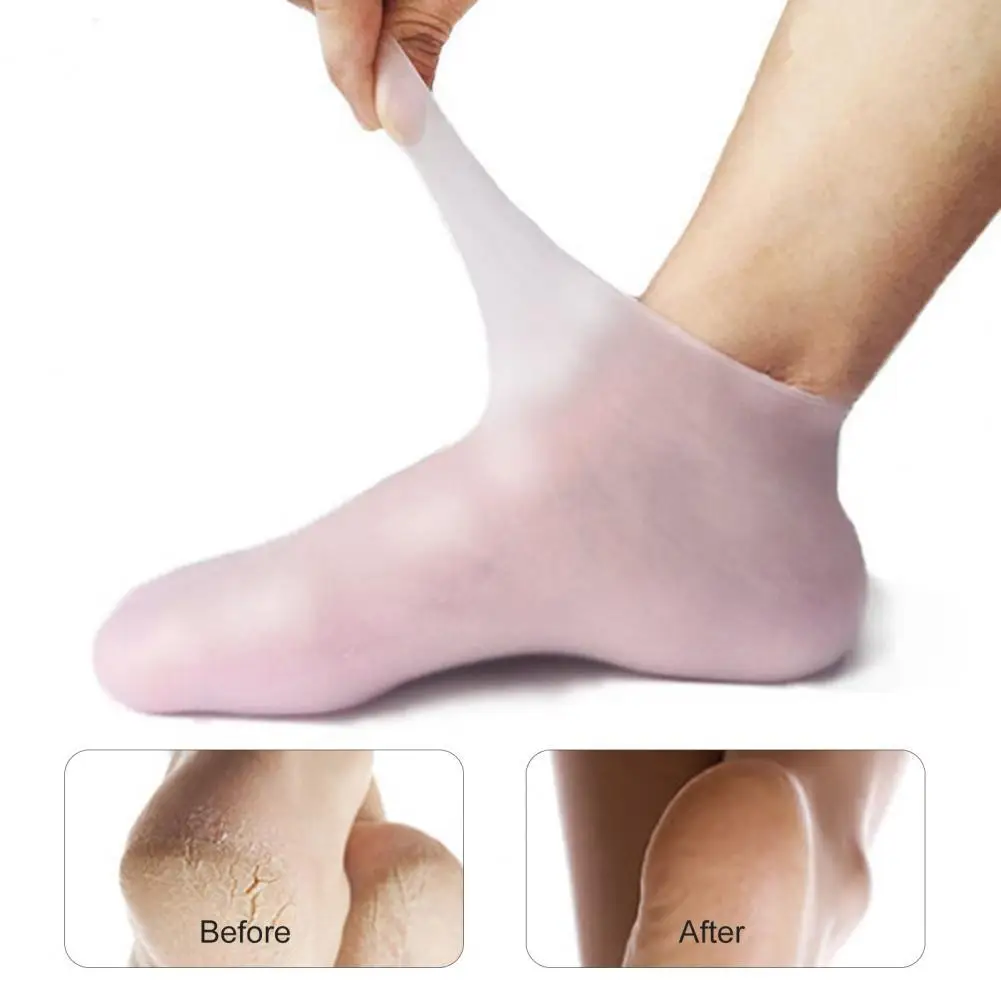 

1 Pair Moisturizing Silicone Foot Care Socks High Elastic Non-slip SEBS Clear Foot Care Socks Spa Home Use