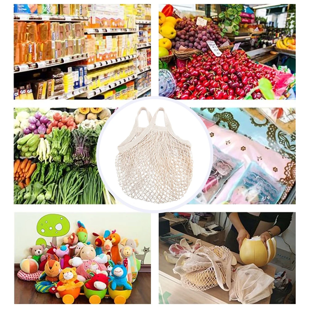 

1PCS Large Cotton Totes Shopping Bags Foldable Mesh Net String Shopping Bag Reusable Shopping Bags Fruit Storage Handbag