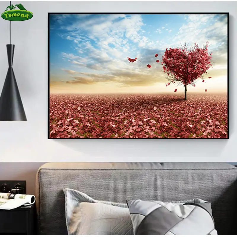 

Home Decor Canvas Painting Wall Art Print Landscape Red Heart Shape Tree Plants Canvas Art Painting Tree Home Decor Pictures