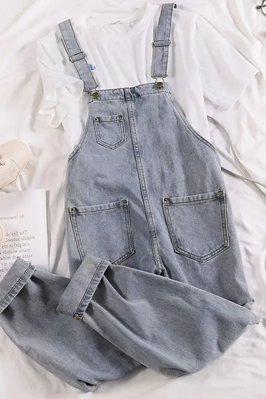 

Women's jumpsuit summer casual straps denim overalls female Korean version of loose harem pants were thin pants suspenders 2019