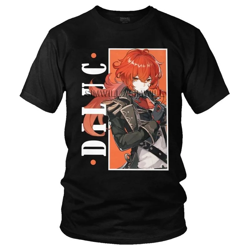 

Genshin воздействия Diluc футболка для мужчин Графический футболки 100% хлопковая футболка с коротким рукавом, футболка в стиле аниме, Подарочная о...