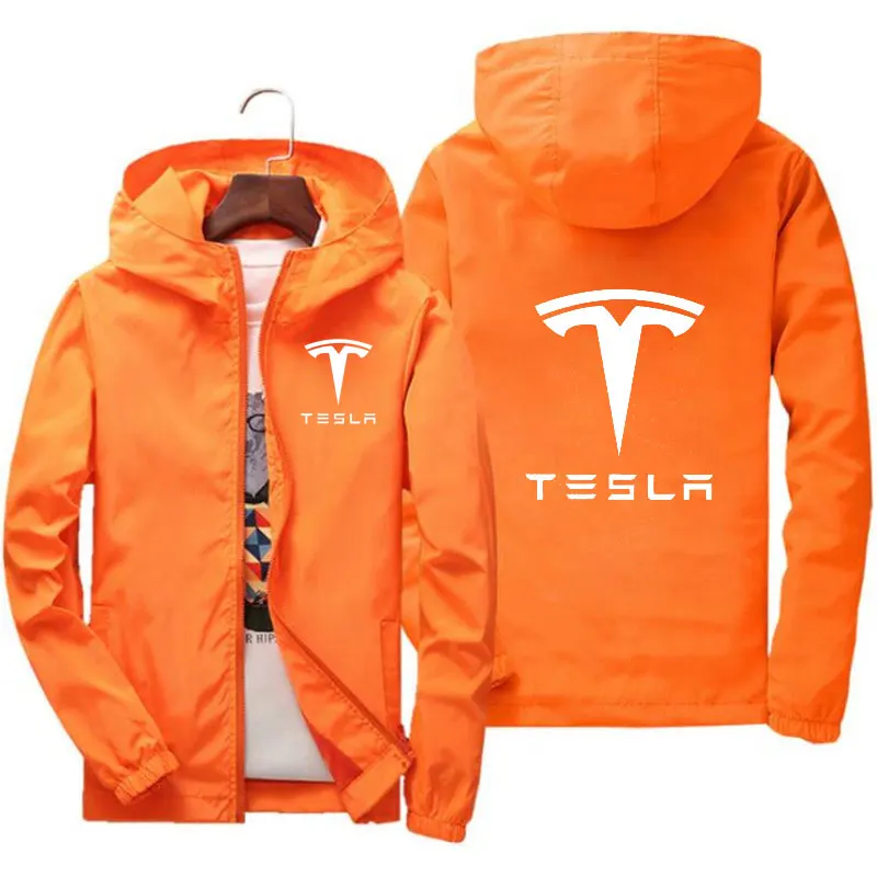 

Spring and summer jacket jacket Tesla youth men's hooded jacket outdoor high-quality fashion slim hip-hop zipper jacket