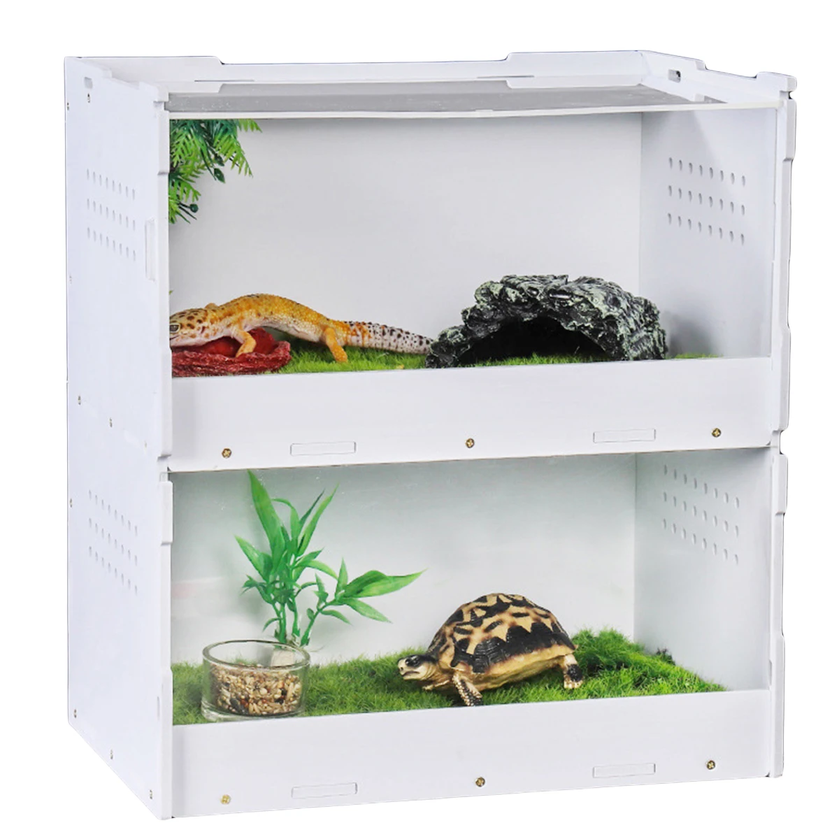 

Acrylic Reptile Breeding Box Double-deck Reptile Box for Lizard Geckos