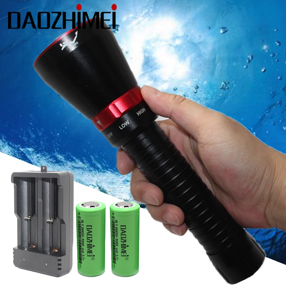 

7000 lumens Professional Diving flashlight 7x XM-L L2 Powerful Waterproof underwater 100m Dive Lamp Torch use 2 x 26650