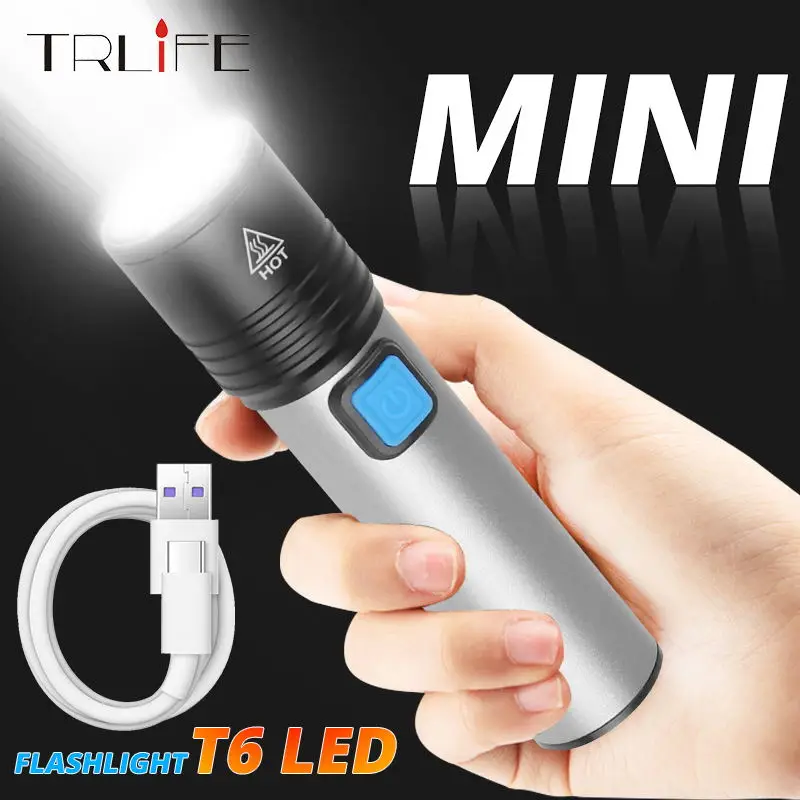 USB Перезаряжаемый T6 4 режима светодиодный фонарь со встроенной литиевой батареей
