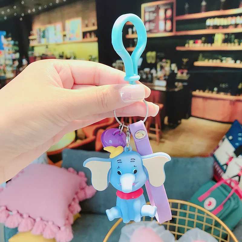 LOVELY CARTOON GLUE DUMBO FIGURINE KEYCHAIN KOREAN VERSION STYLE FEMALE CREATIVE DIY MANUAL GIFT COUPLES ORNAMENTS ON - Прикольный брелок с фигуркой Дамбо в стиле корейской версии для женщин, креативный подарок для пары или орнамент для декора.