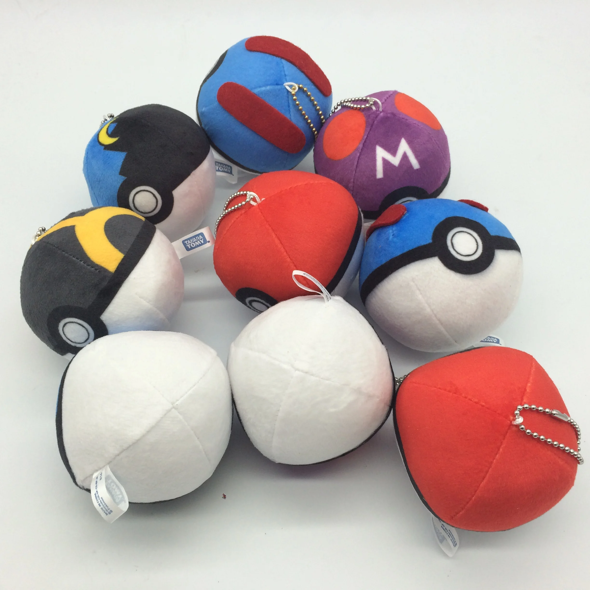 10 шт./лот 8 см плюшевые шарики Пикачу игрушечные Pokeballs с брелком|Персонажи