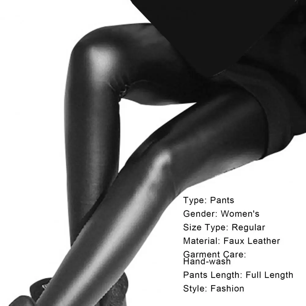 

Black Summer PU Leather Pants Women High Waist Skinny Push Up Leggings Elastic Trousers Plus Size Jeggings