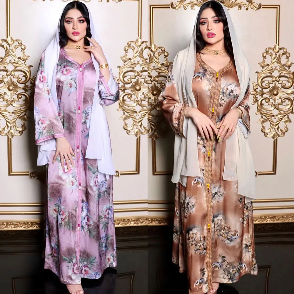 

Eid Mubarak Abaya Dubai 2022 Muslim Dress Women Moroccan Caftan Modest Turkish Dresses Islamic Clothing Vetement Musulmane Femme