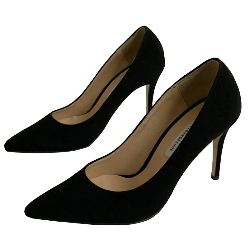 Туфли женские замшевые с острым носком заостренный носок высокий каблук-шпилька