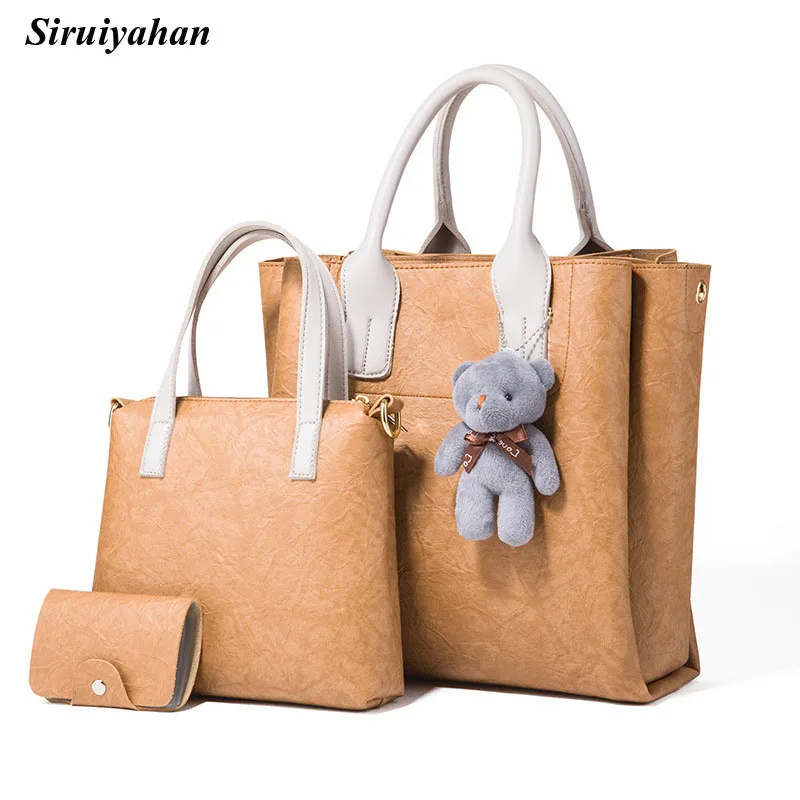 Роскошные сумки женские дизайнерские 3 шт наборы кожаные ручки для сумок через