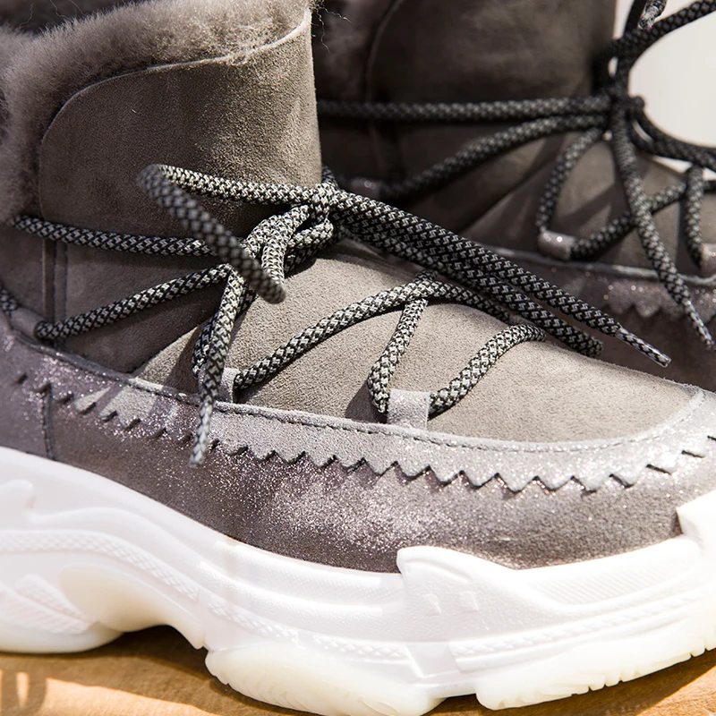 Новинка 2019 года зимние сапоги на овечьем меху женская обувь толстой подошве