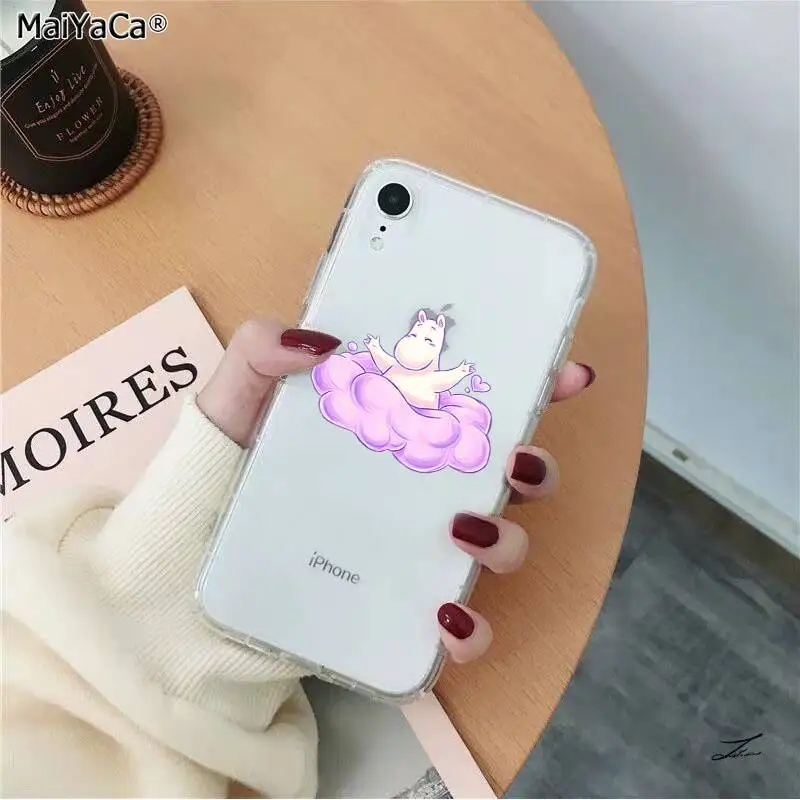 MaiYaCa прекрасный hippo Moomin прозрачный мягкий ТПУ чехол для телефона iPhone 11 pro XS MAX 8 7 6S Plus X 5 5S SE XR