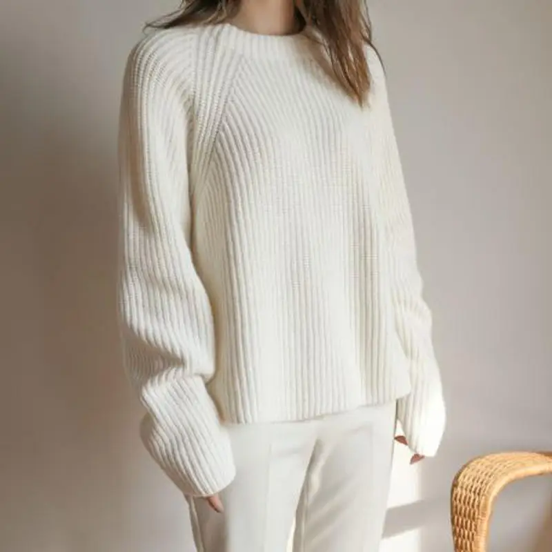 

Autumn Winter White Sweater Women Clothes Elastic Loose Long Sleeve Black Knitted Pullover Femme Soft Solid Sweater Jumper Q4610