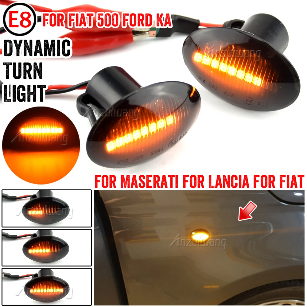 

Dynamic LED Side Marker Turn Signal Light For Maserati GranCabrio Granturismo Quattroporte Lancia Lybra Fiat 500 Ford KA Alfa 4C