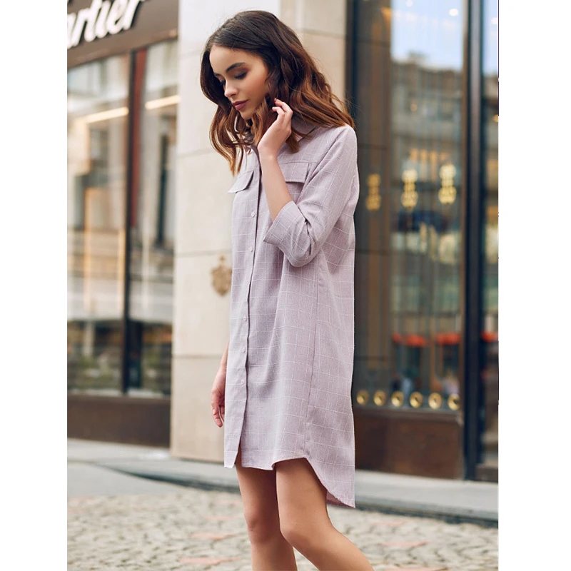 Женское винтажное клетчатое прямое платье с принтом офисное женское отложным