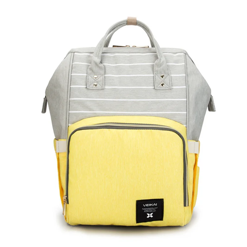 Striped yellow Рюкзак Mochila Land, сумка для подгузников, водонепроницаемая сумка для мамы, Большая вместительная Детская сумка, органайзер для ухода за ребенком, сумка для подгузников - Цвет: Striped yellow