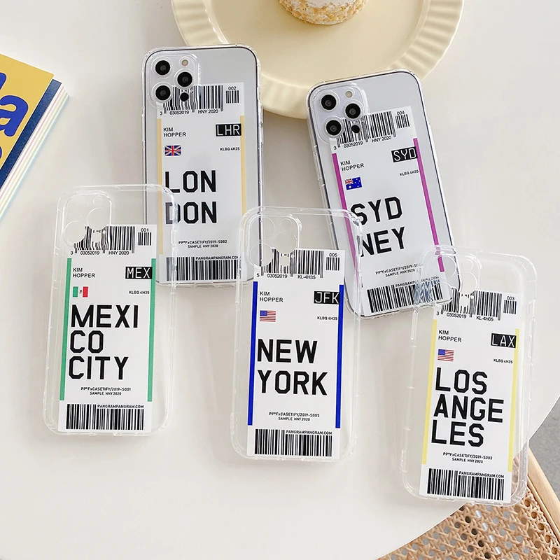 

New Personality Air Tickets Phone Case Travel QR Code for Iphone 12 11 Pro Max XR X XS MAX 7 8 Plus Cover Soft Silicon Fundas