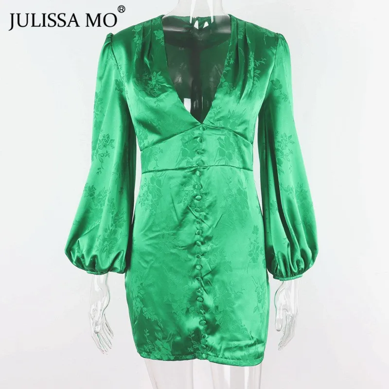 Женское однобортное платье трапеция JULISSA MO зеленое винтажное вечернее с v