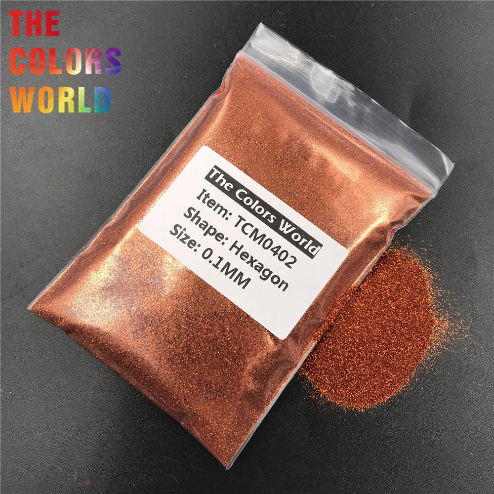 TCM0402 желтая бронза металлический блеск Шестигранная форма для ногтей