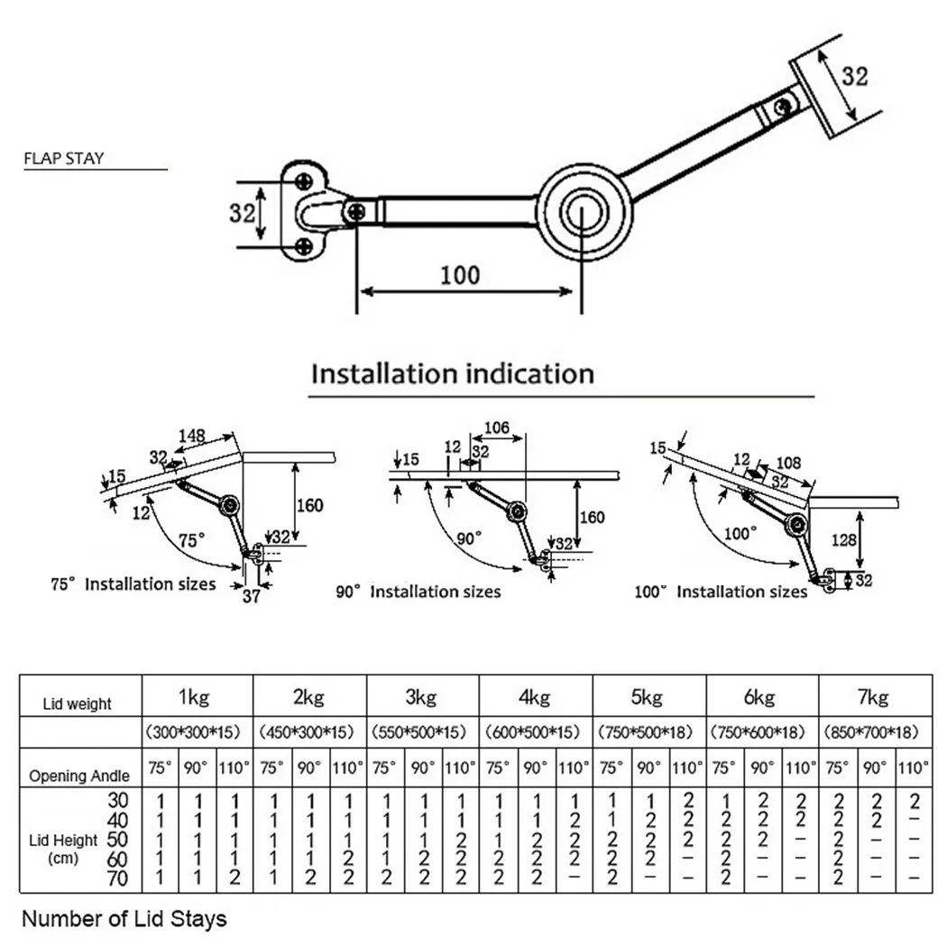 

Bisagras Zinc Alloy Door Hinge For Cupboard Door Adjustable Lid Supports Angle Of Up To 110 ° Continuously Holding Adjustable