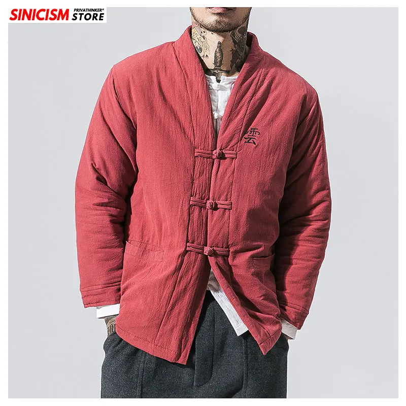 Sinicism Store Мужской сплошной Канат с поясом, хлопковая куртка, осенняя утолщенная тонкая куртка, Мужская Уличная винтажная куртка 5XL