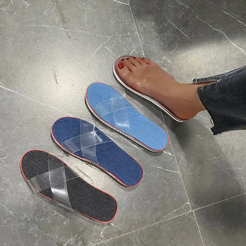

Ladies Outdoor Beach Slippers 2021 New Women Transparent Summer New Soft-Slip Non-Slip Sandals Foam Sole Durable Sandals
