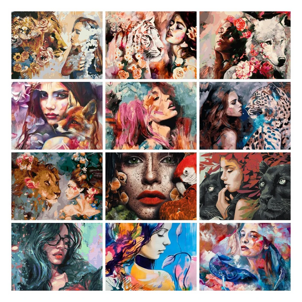 Картина из парусины с квадратным круглым бриллиантом красивая женская Алмазная