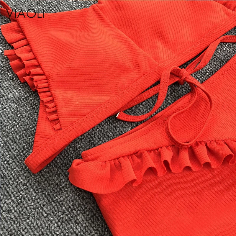 Новые пикантные однотонные Высокая Талия бикини набор Для женщин с