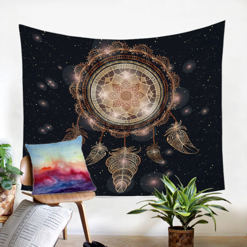 BeddingOutlet Hipster Watercolor Tapestry Dreamcatcher Feathers Wall Hanging Bohemian Art Carpet Decorative Tapestry 2 Sizes - Цвет: 18
